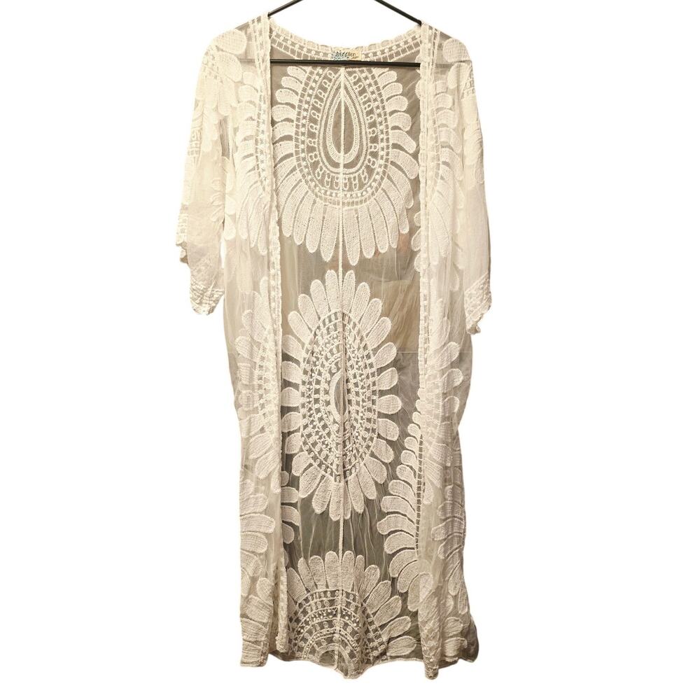 Rebellion Again white lace sunflower coverup size medium